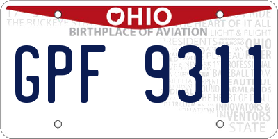 OH license plate GPF9311