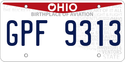 OH license plate GPF9313