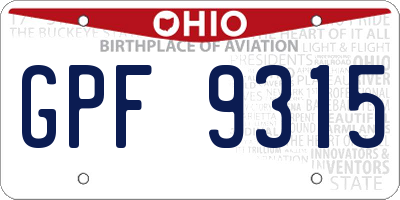 OH license plate GPF9315