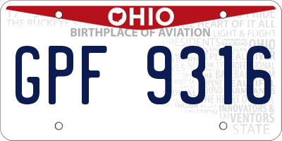 OH license plate GPF9316