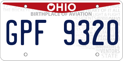 OH license plate GPF9320