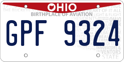 OH license plate GPF9324