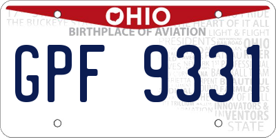 OH license plate GPF9331