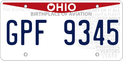 OH license plate GPF9345