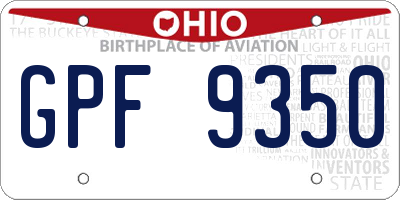 OH license plate GPF9350