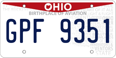 OH license plate GPF9351
