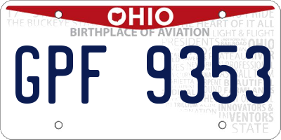OH license plate GPF9353