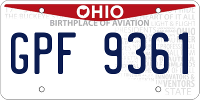 OH license plate GPF9361