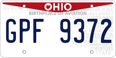 OH license plate GPF9372