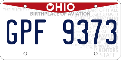 OH license plate GPF9373