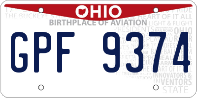 OH license plate GPF9374