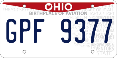 OH license plate GPF9377