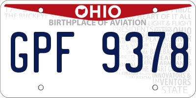 OH license plate GPF9378