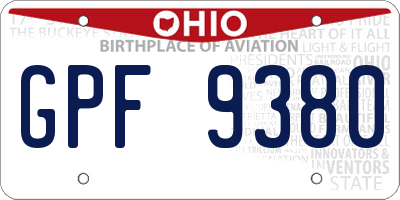 OH license plate GPF9380