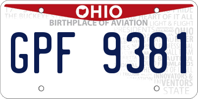 OH license plate GPF9381