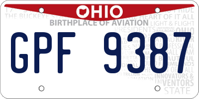 OH license plate GPF9387