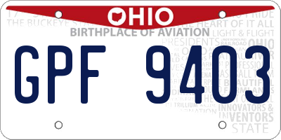 OH license plate GPF9403