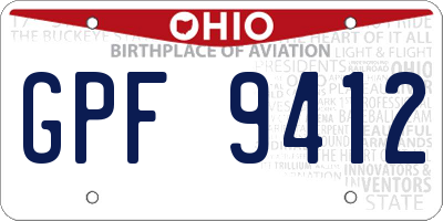 OH license plate GPF9412