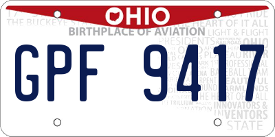 OH license plate GPF9417