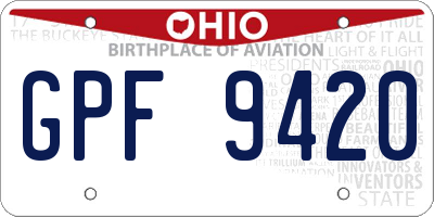 OH license plate GPF9420