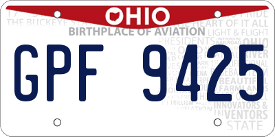 OH license plate GPF9425