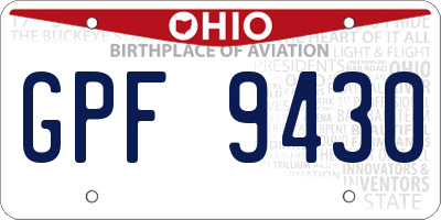 OH license plate GPF9430