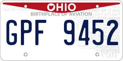 OH license plate GPF9452