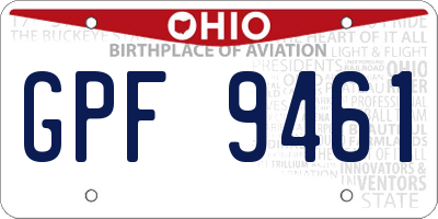 OH license plate GPF9461