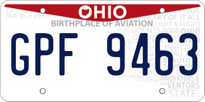 OH license plate GPF9463