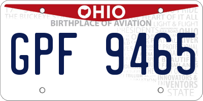 OH license plate GPF9465