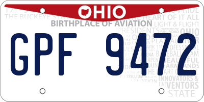 OH license plate GPF9472