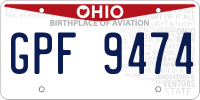 OH license plate GPF9474