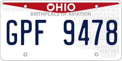 OH license plate GPF9478
