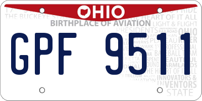 OH license plate GPF9511