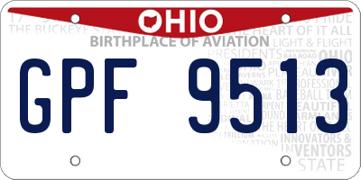 OH license plate GPF9513