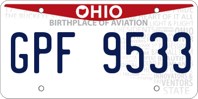 OH license plate GPF9533