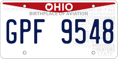 OH license plate GPF9548