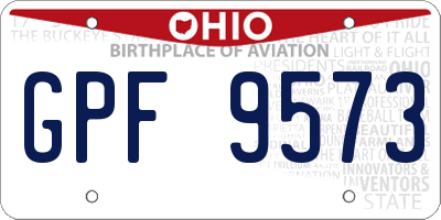 OH license plate GPF9573