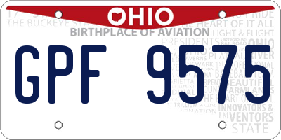 OH license plate GPF9575