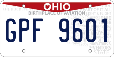 OH license plate GPF9601