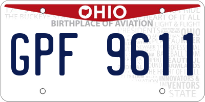 OH license plate GPF9611