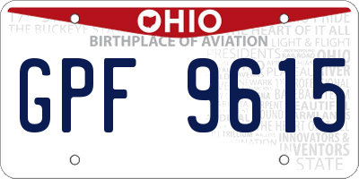 OH license plate GPF9615