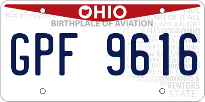 OH license plate GPF9616