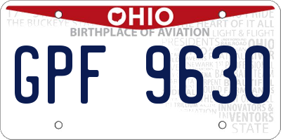 OH license plate GPF9630