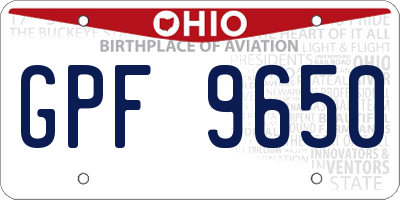 OH license plate GPF9650