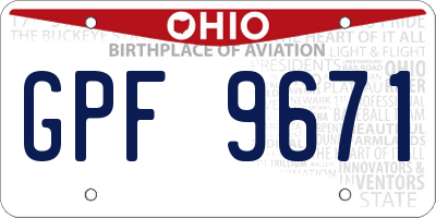 OH license plate GPF9671
