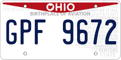 OH license plate GPF9672