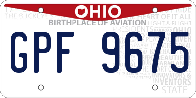 OH license plate GPF9675