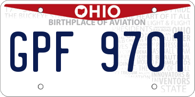 OH license plate GPF9701