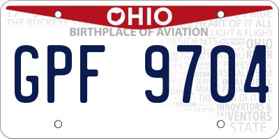 OH license plate GPF9704